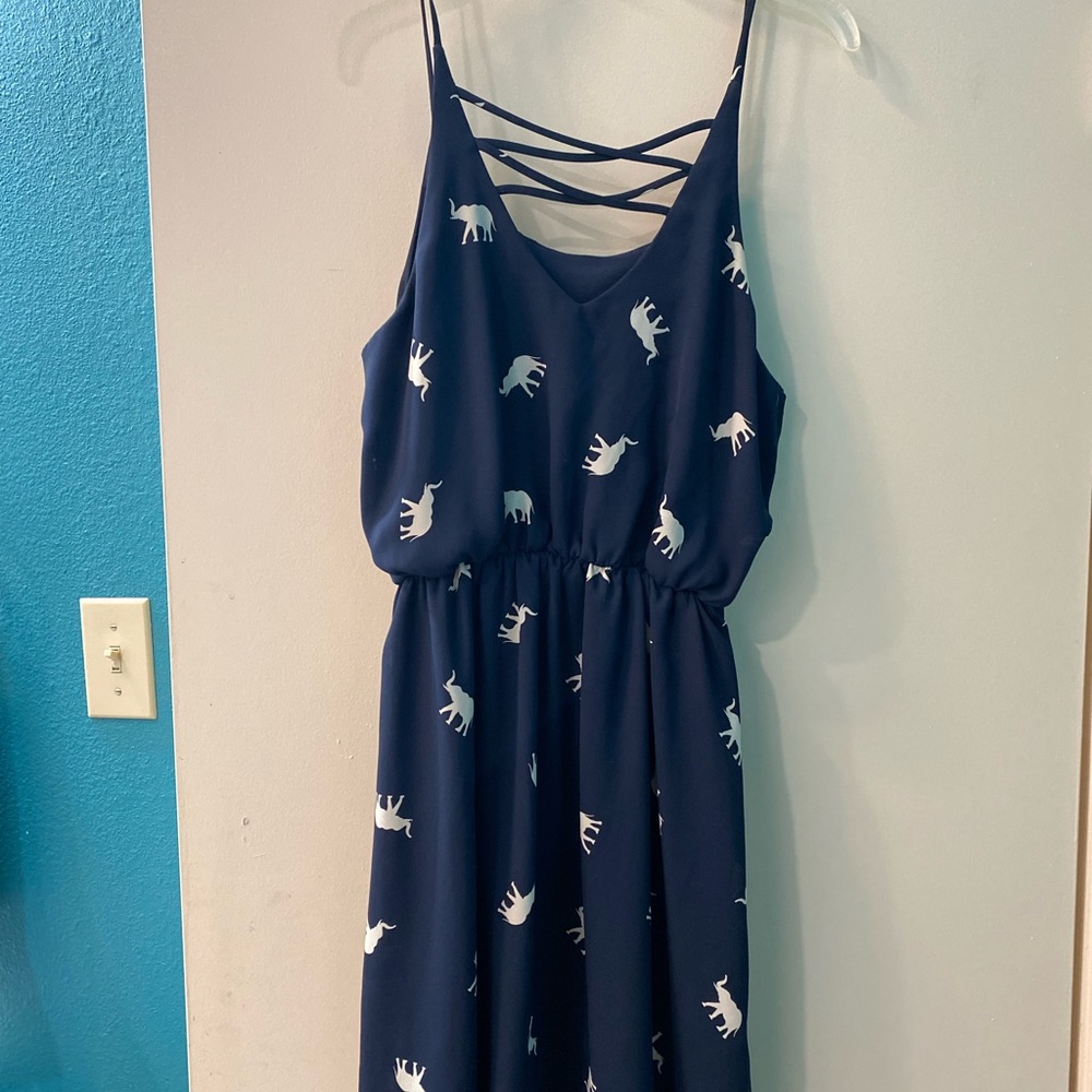 Navy Elephant Print Dress